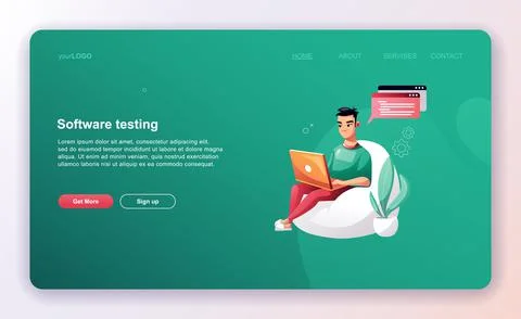 Programming concept, web engineer at work, vector images. Developer programmi Stock Illustration