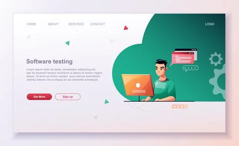 Programming concept, web engineer at work, vector images. Developer programmi Stock Illustration