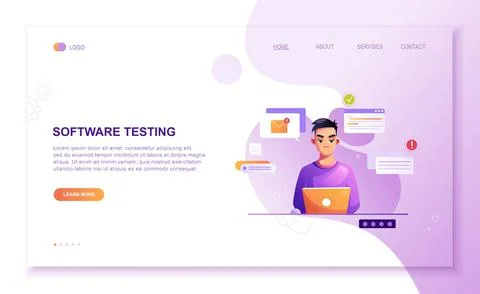 Programming concept, web engineer at work, vector illustration. Developer pro Stock Illustration