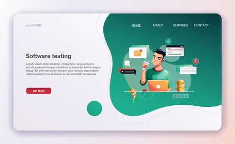 Programming concept, web engineer at work, vector illustration. Developer pro Stock Illustration