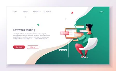 Programming concept, web engineer at work, vector images. Developer programmi Illustrazione stock