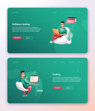 Programming concept, web engineer at work, vector illustration. Developer pro Stock Illustration