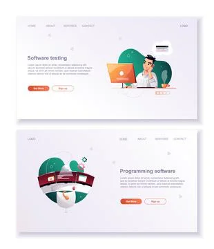 Programming concept, web engineer at work, vector images. Developer programmi Stock Illustration