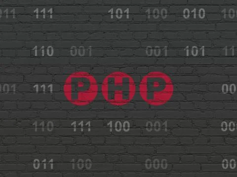 Programming concept: word Php on wall background 库存插图