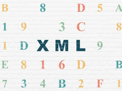 Programming concept: word Xml on wall background 스톡 일러스트