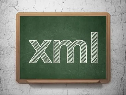 Programming concept: Xml on chalkboard background 스톡 일러스트
