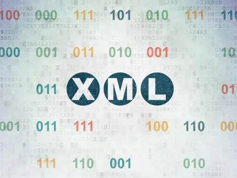 Programming concept: Xml on Digital Data Paper background 스톡 일러스트
