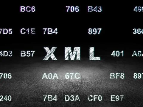 Programming concept: Xml in grunge dark room Stock Illustration