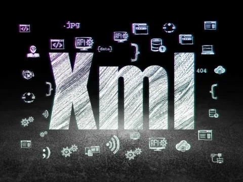 Programming concept: Xml in grunge dark room Stock-Illustration