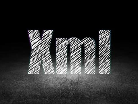 Programming concept: Xml in grunge dark room Stockillustratie