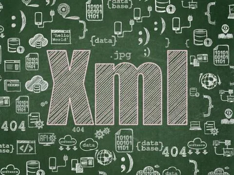 Programming concept: Xml on School board background 库存插图