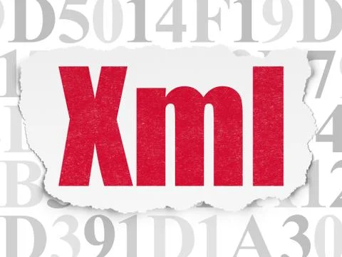 Programming concept: Xml on Torn Paper background 스톡 일러스트