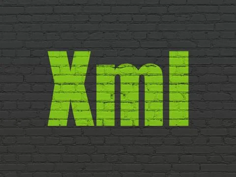 Programming concept: Xml on wall background 스톡 일러스트