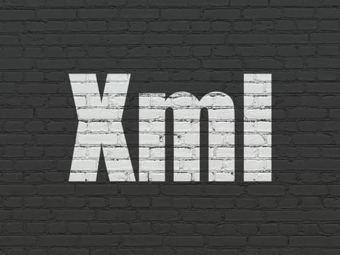 Programming concept: Xml on wall background 스톡 일러스트