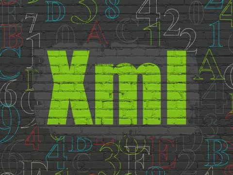 Programming concept: Xml on wall background 스톡 일러스트