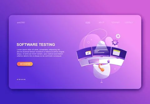 Programming concepts, coder workplace, vector art. Web site landing page temp Stockillustratie