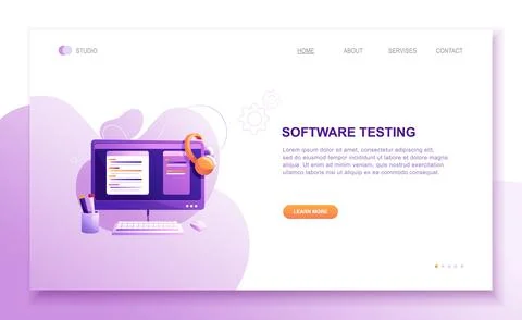 Programming concepts, coder workplace, vector illustration. Web site landing  Stockillustratie