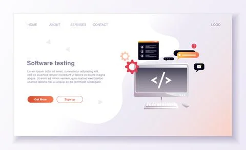 Programming concepts, coder workplace, vector illustration. Web site landing  Stock Illustration