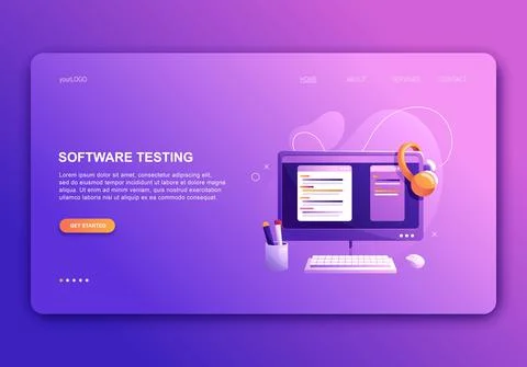 Programming concepts, coder workplace, vector illustration. Web site landing  Stock Illustration