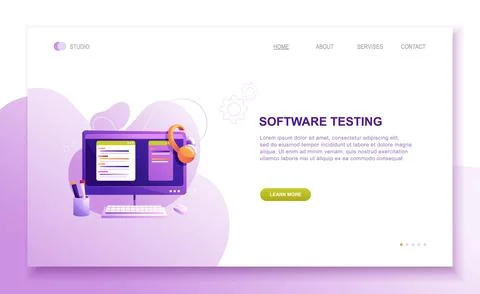 Programming concepts, coder workplace, vector illustration. Web site landing  Stock Illustration