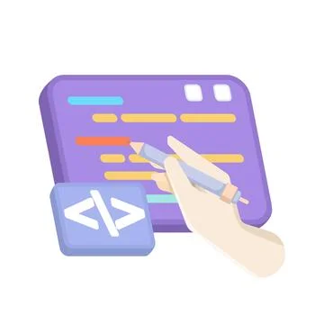 Programming concepts. Coding and scripting in digital languages. Stock Illustration
