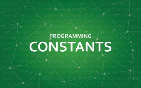 Programming constants white text illustration with green constellation map as Illustration