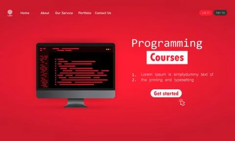 Programming courses illustration. Cyber education course concept. Learning co Illustrazione stock