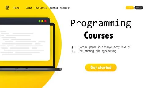 Programming courses illustration. Learning coding on laptop. Cyber education  Stock-Illustration