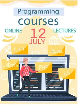 Programming courses online education, coding learning. Information technology Stock-Illustration