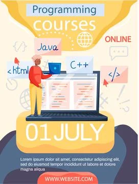 Programming courses online education, coding learning. Information technology Stock Illustration