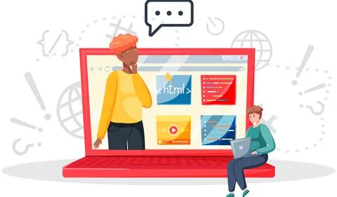 Programming courses online education, coding learning. Information technology Stock-Illustration