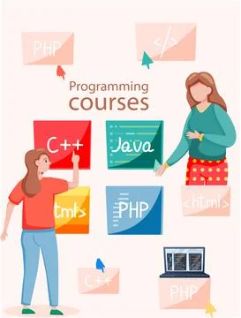 Programming courses online education, coding learning. Information technology Stock-Illustration