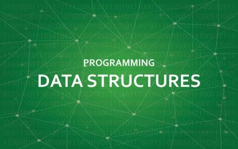 Programming data structures white text illustration with green constellation map Illustration