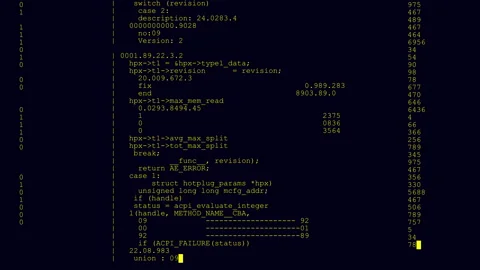 Programming data typing scroll text table.HUD 2GFX Technology Sci Fi 2D texture Stock Footage 266920259