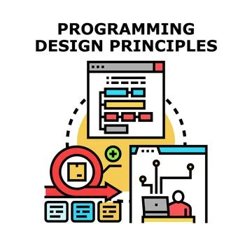 Programming design principles for softare development workflow Illustrazione stock