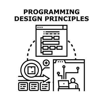 Programming design principles for softare development workflow Stock Illustration