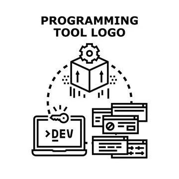 Programming development tool for compiling software code Stock Illustration