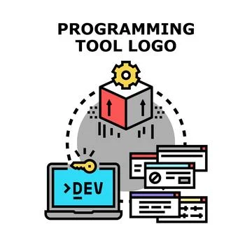 Programming development tool for compiling software code Stock Illustration
