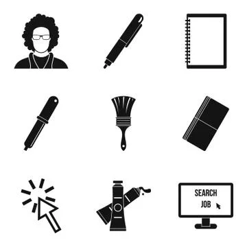 Programming device icons set, simple style Stock Illustration