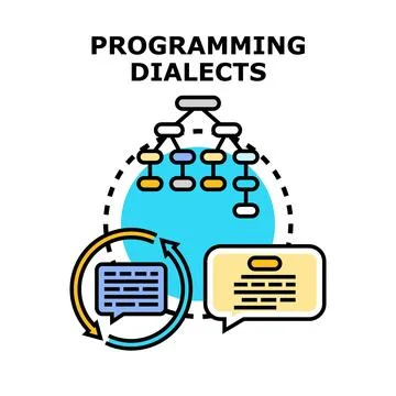Programming dialects and language concepts developing technologies Illustrazione stock