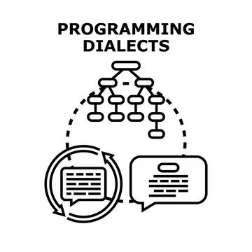 Programming dialects and language concepts developing technologies Stock Illustration