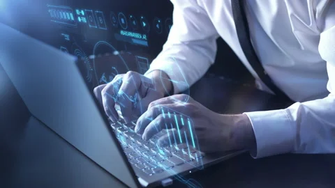 Programming a drone with a holographic interface. Stock Footage 234130043