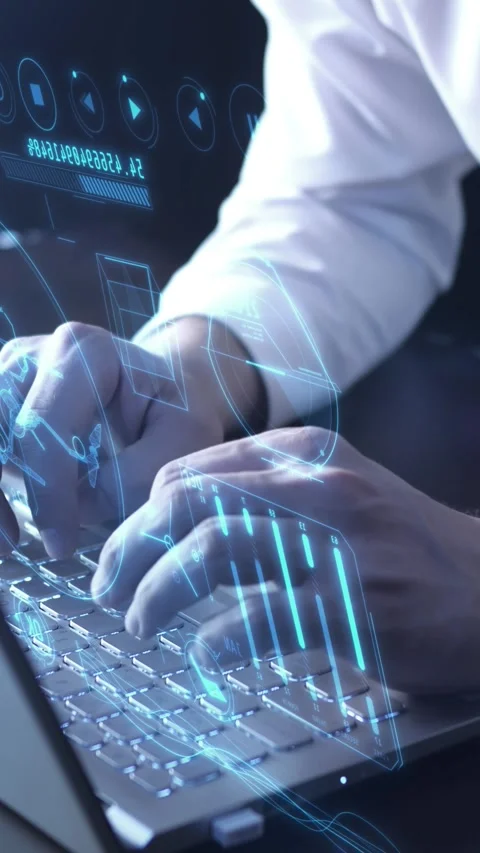 Programming a drone with a holographic interface. Stock Footage 248126502