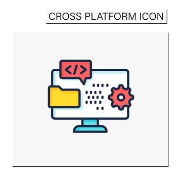Programming environment color icon 스톡 일러스트