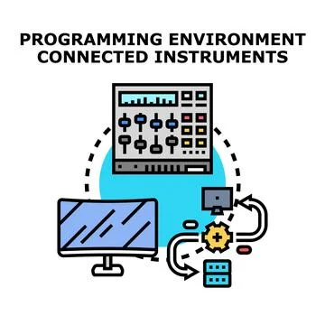 Programming environment connecting digital instruments and software 스톡 일러스트