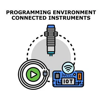 Programming environment connecting industrial instruments with internet of .. Stock Illustration