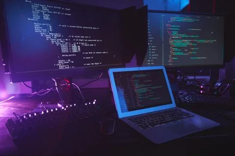 Programming Equipment in Dark Stock Photos