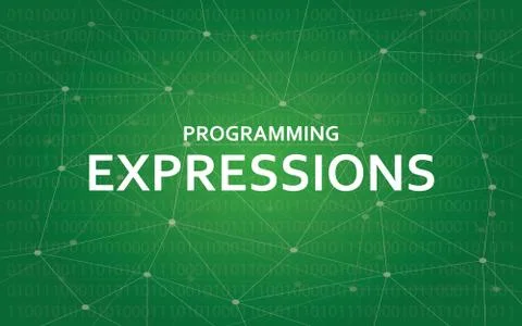 Programming expressions concept illustration white text illustration with green Illustrazione stock