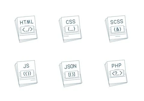 Programming file extension icons set Stock Illustration