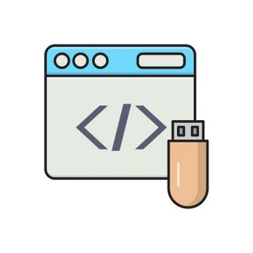 Programming flat color icon Stock Illustration